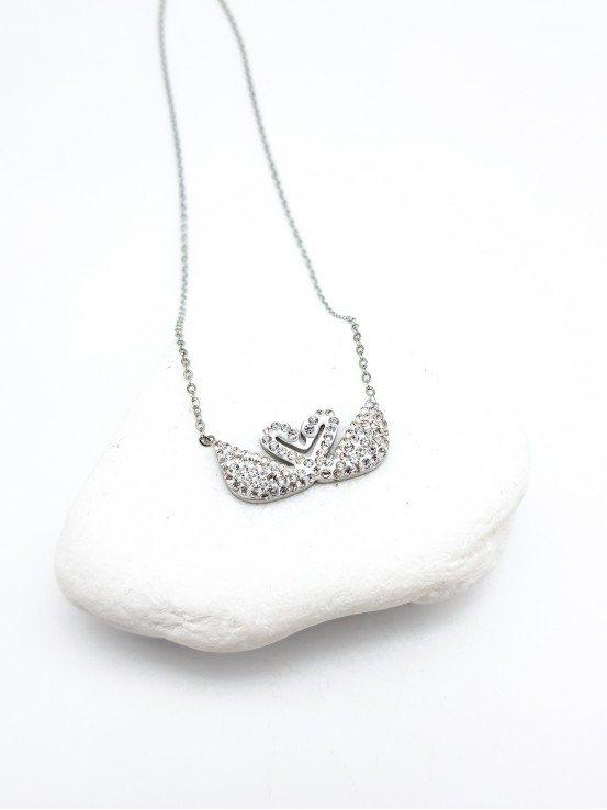 Κολιέ White Swan Pair ασημί
