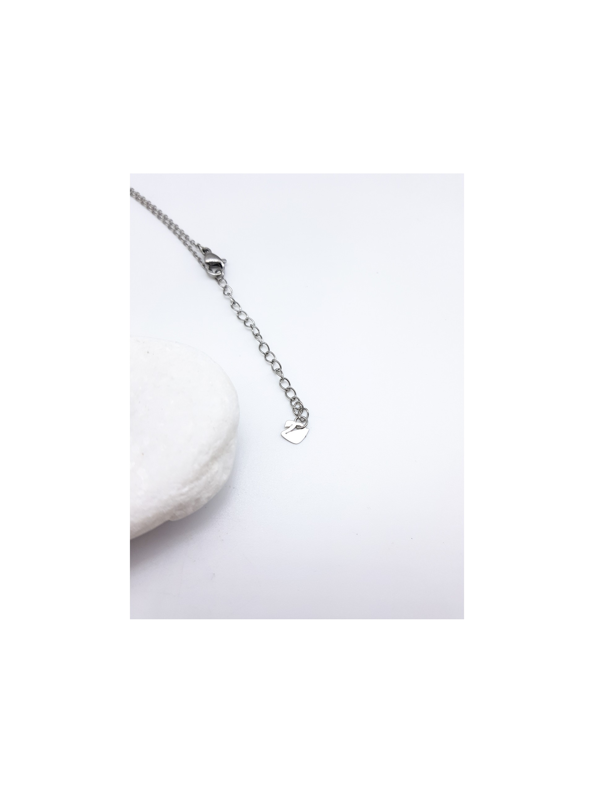 Κολιέ White Swan Pair ασημί