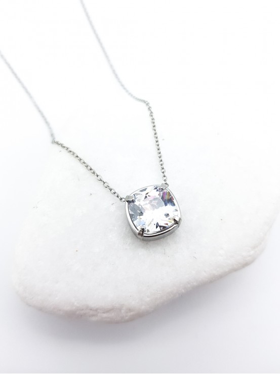 Κολιέ Full Crystal ασημί