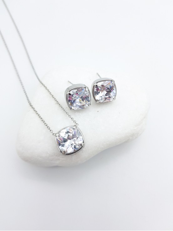 Κολιέ Full Crystal ασημί