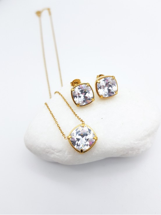 Σκουλαρίκια Full Crystal χρυσά