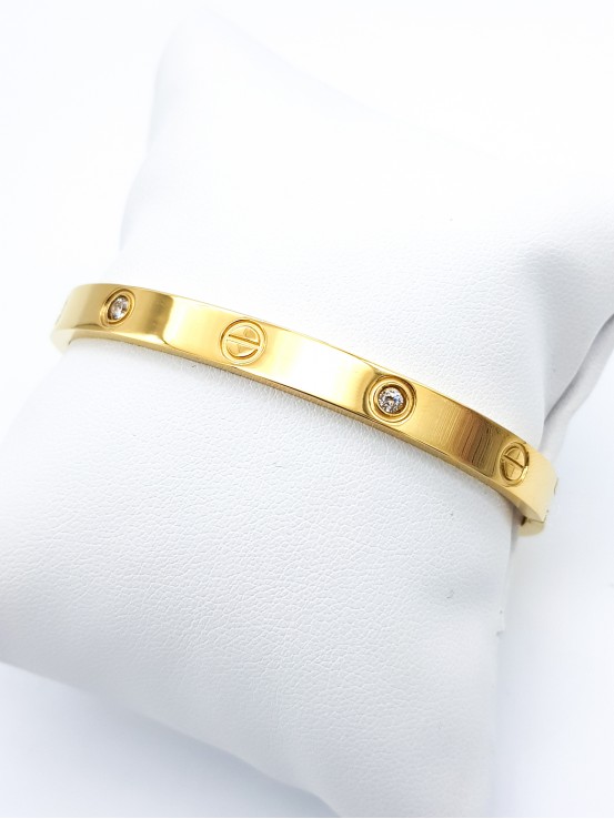 Χειροπέδα Brand Love Strass χρυσή