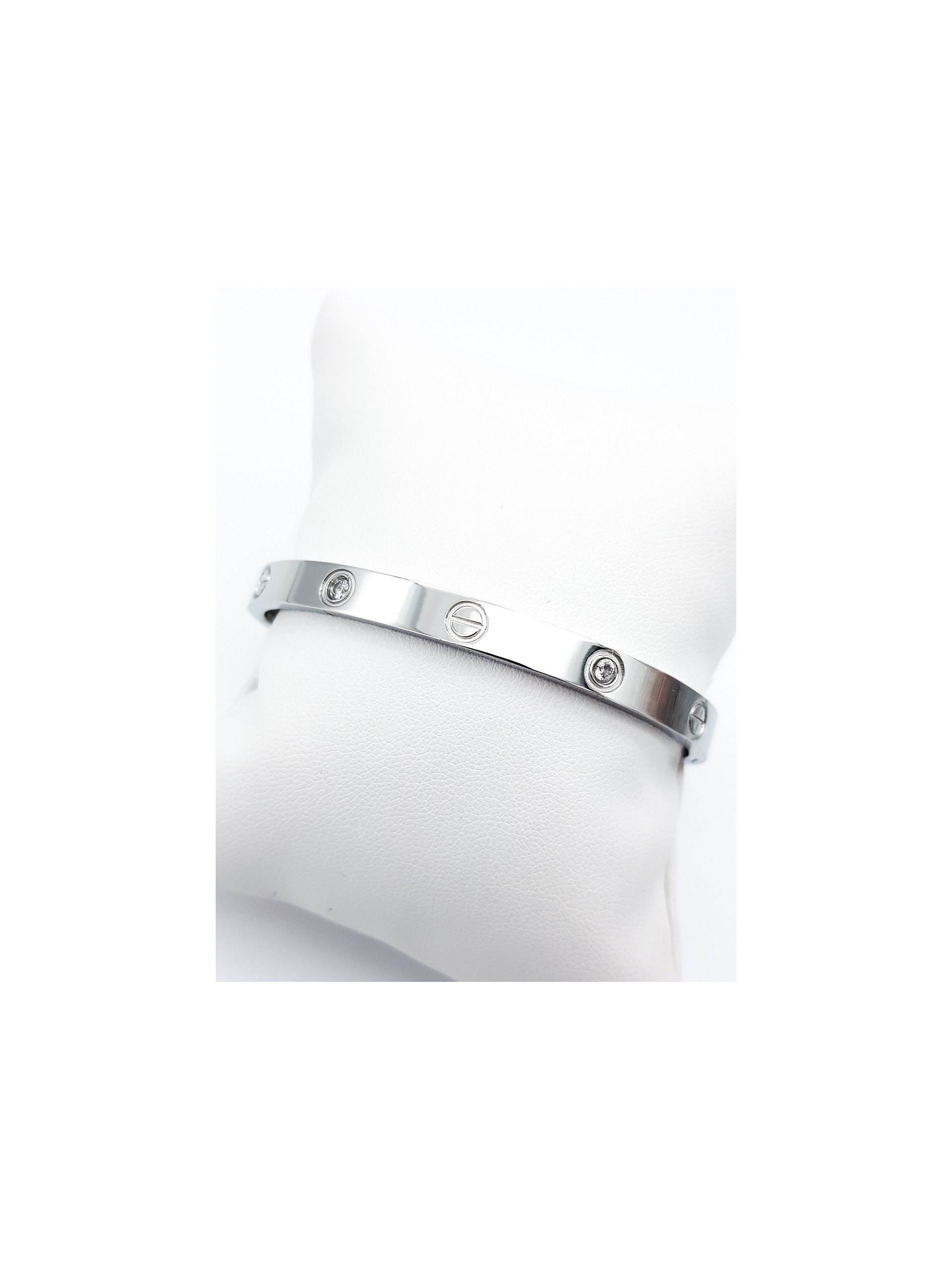 Χειροπέδα Brand Love Strass ασημί