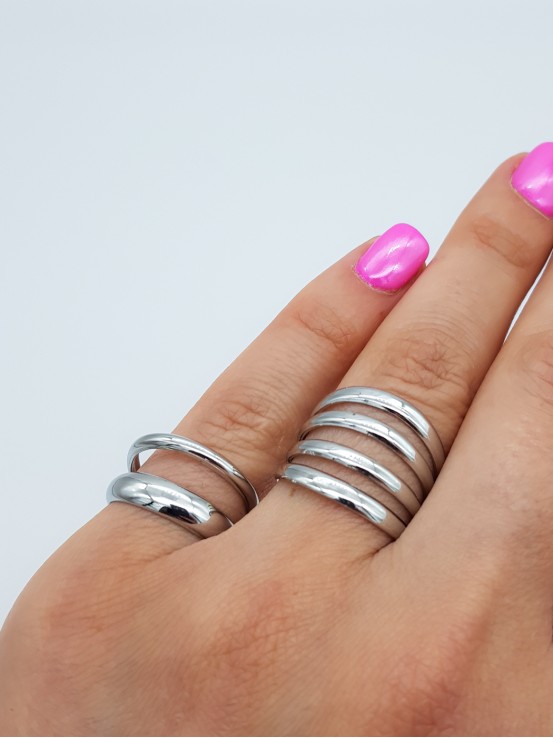 Δαχτυλίδι Double Lines ασημί