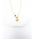 Κολιέ mini Μ gold λευκή πέτρα