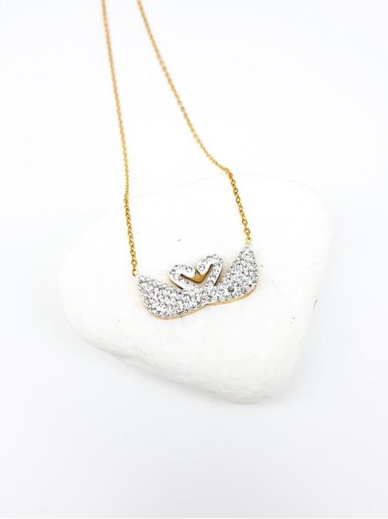 Κολιέ White Swan Pair χρυσό