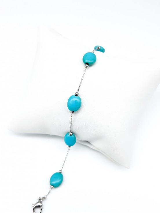 Βραχιόλι Turquoise Pebbles ασημί