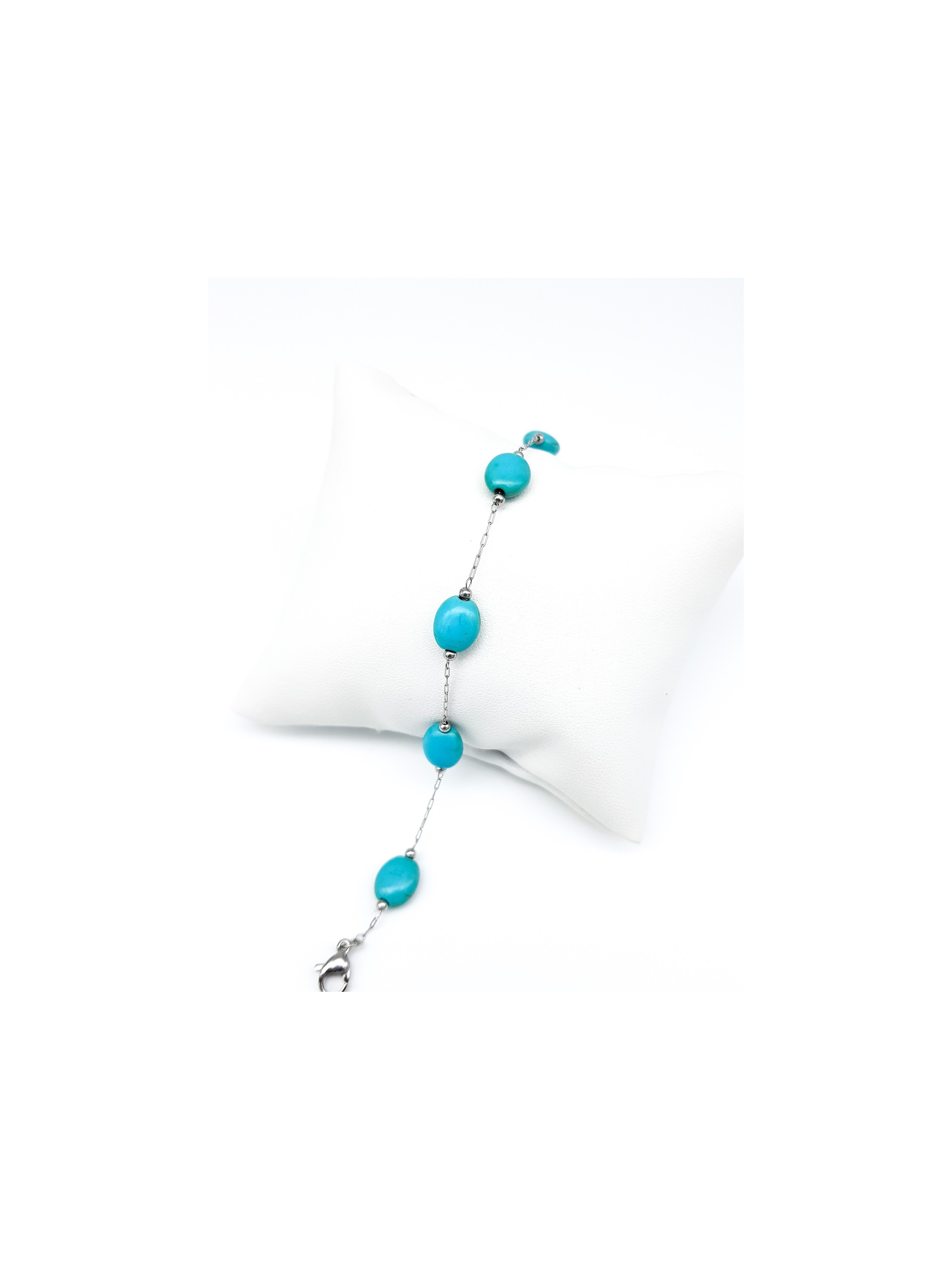 Βραχιόλι Turquoise Pebbles ασημί