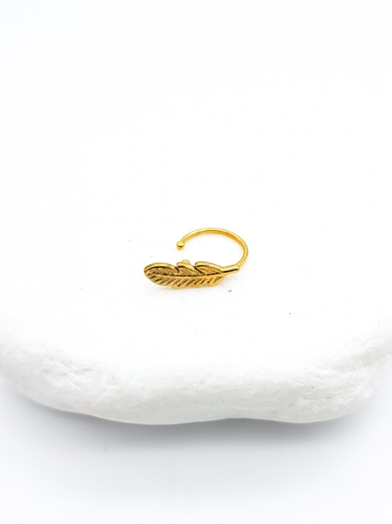 Σκουλαρίκι Ear Cuff  Feather χρυσό