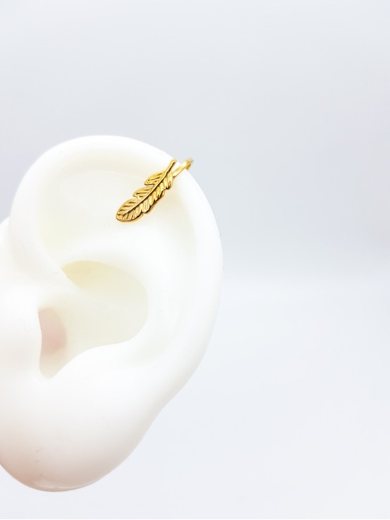 Σκουλαρίκι Ear Cuff  Feather χρυσό