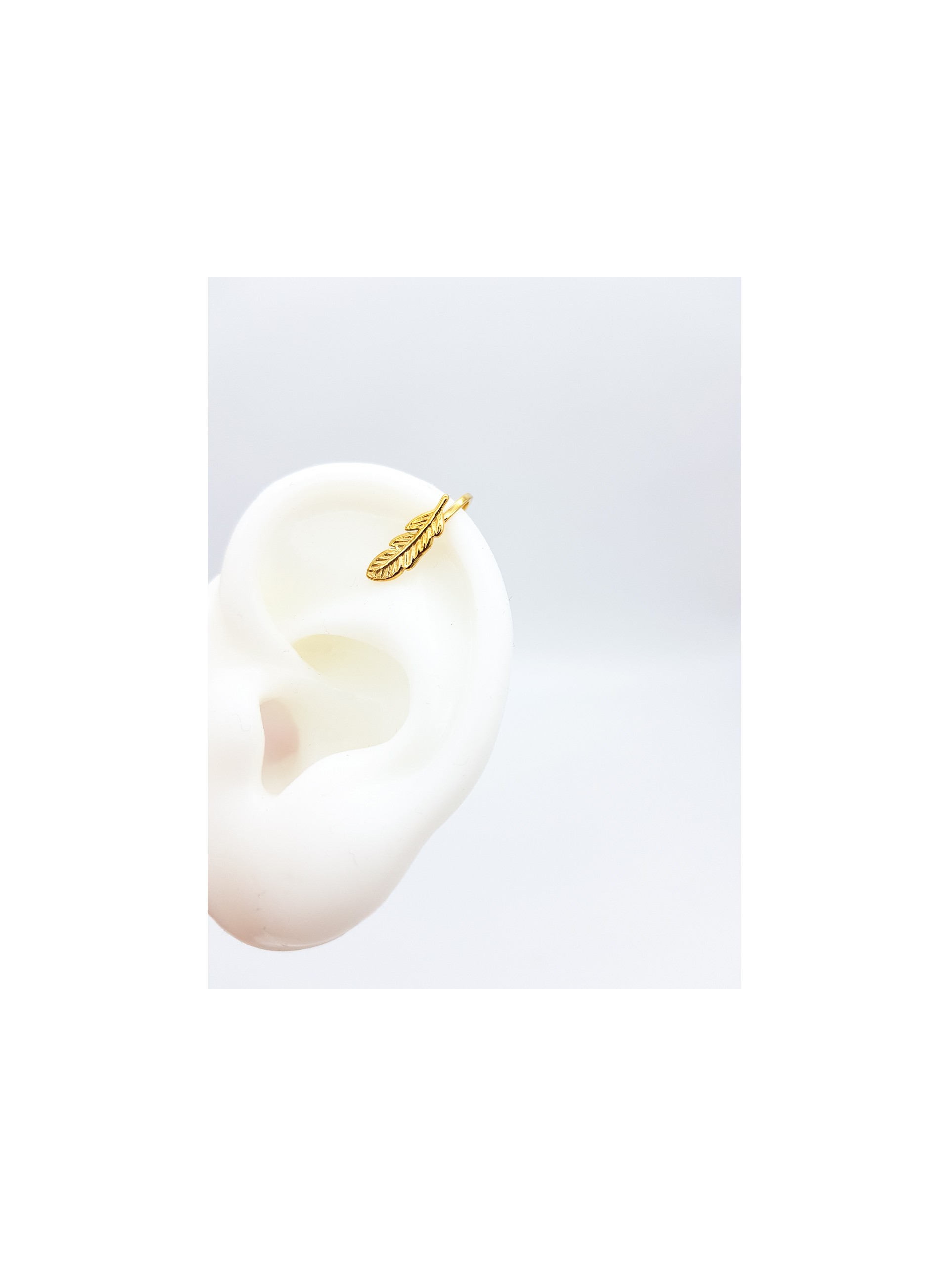 Σκουλαρίκι Ear Cuff  Feather χρυσό