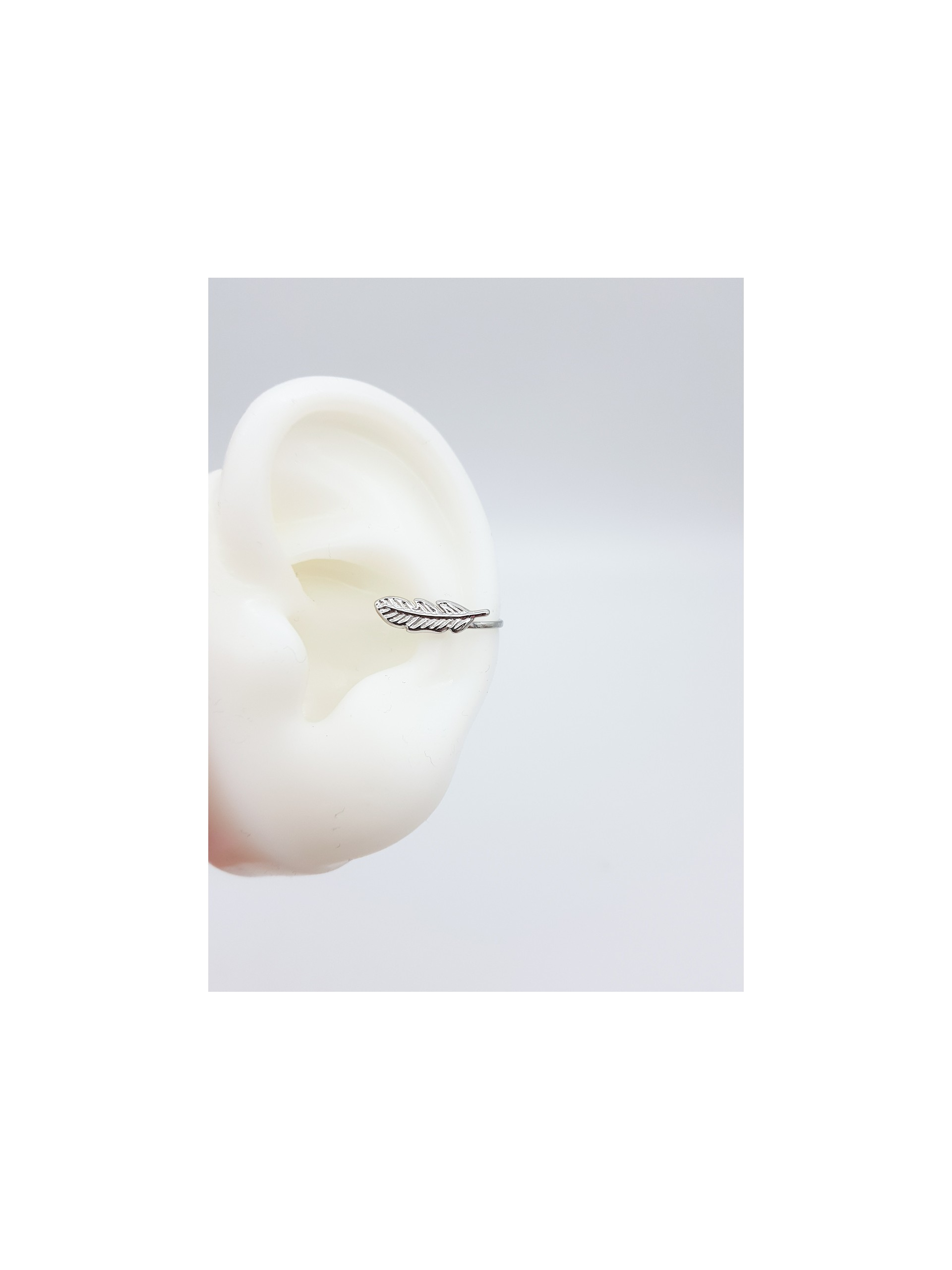 Σκουλαρίκι Ear Cuff  Feather ασημί