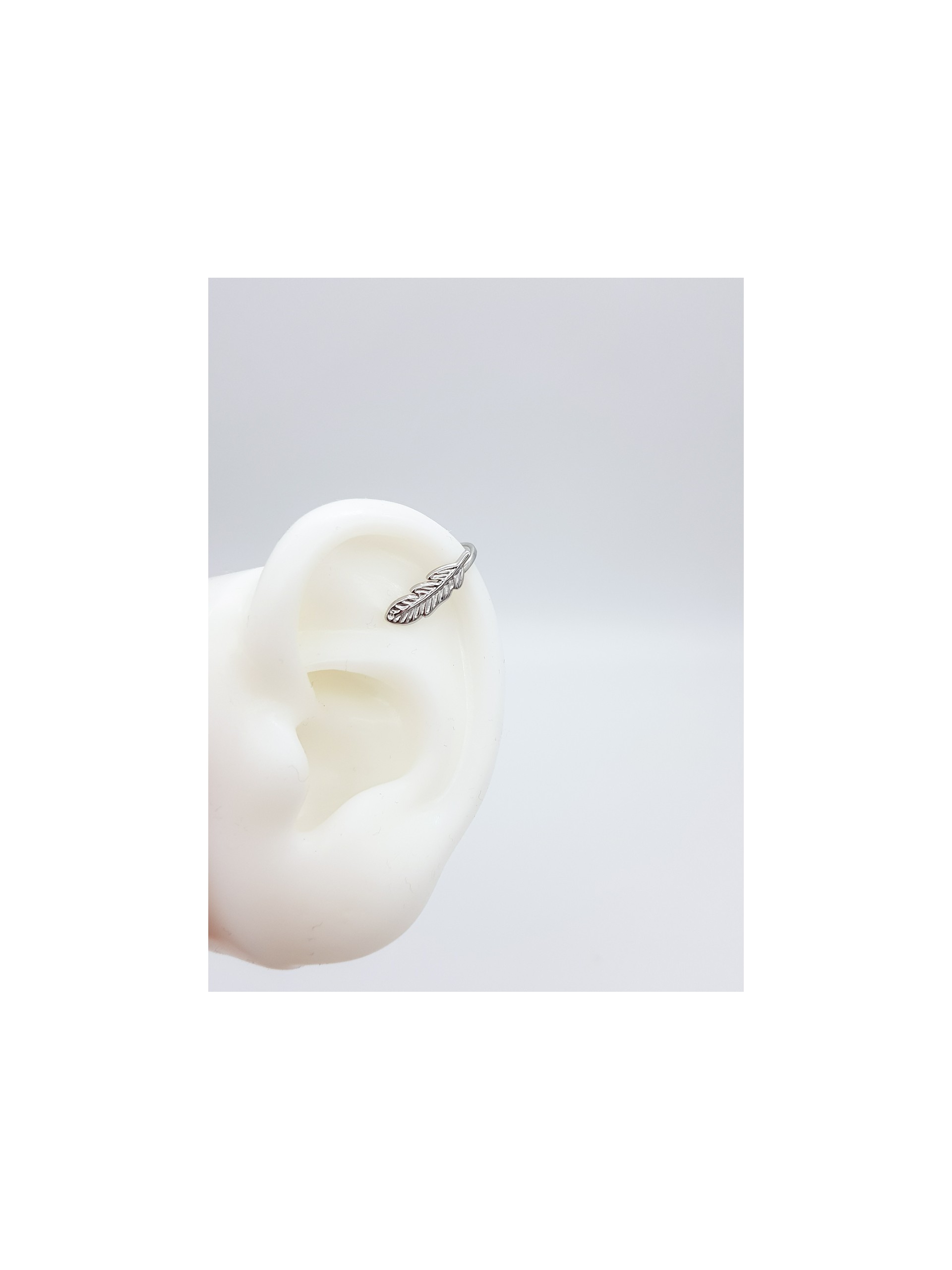 Σκουλαρίκι Ear Cuff  Feather ασημί