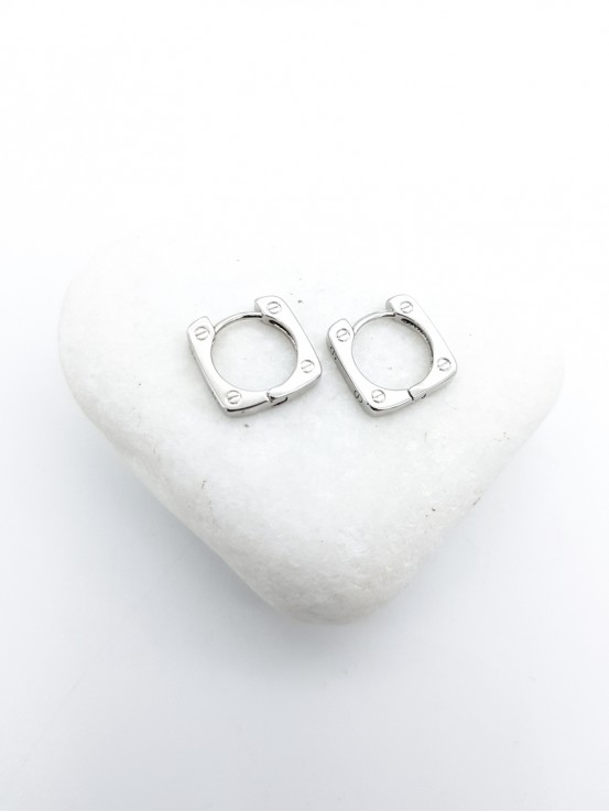 Σκουλαρίκια Brand Love ασημί