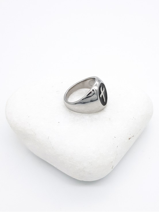 Δαχτυλίδι Black Cross ασημί