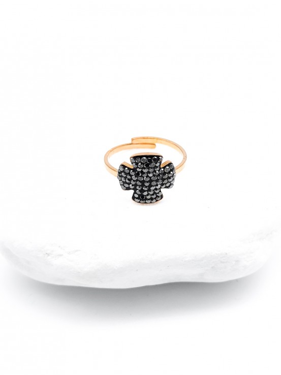 Δαχτυλίδι cross glamour ροζ χρυσό γκρί