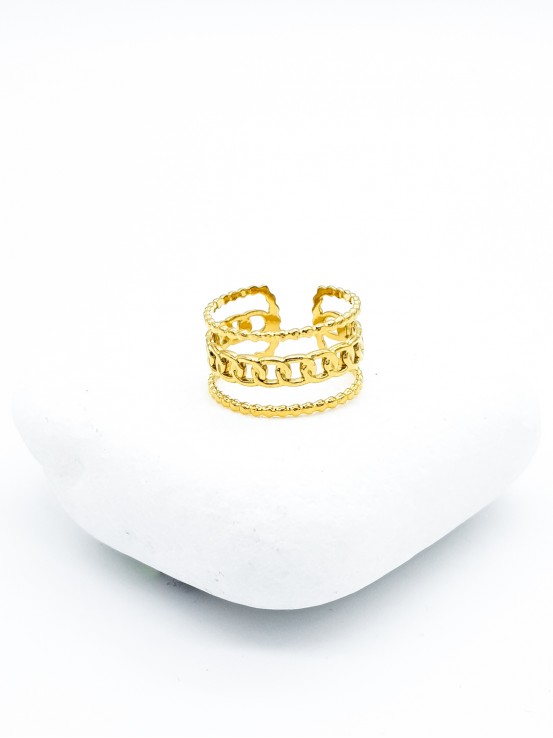Δαχτυλίδι triple chain χρυσό