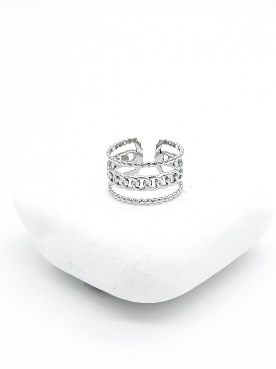 Δαχτυλίδι triple chain ασημί
