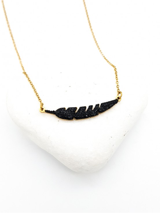 Κολιέ Black Feather χρυσό