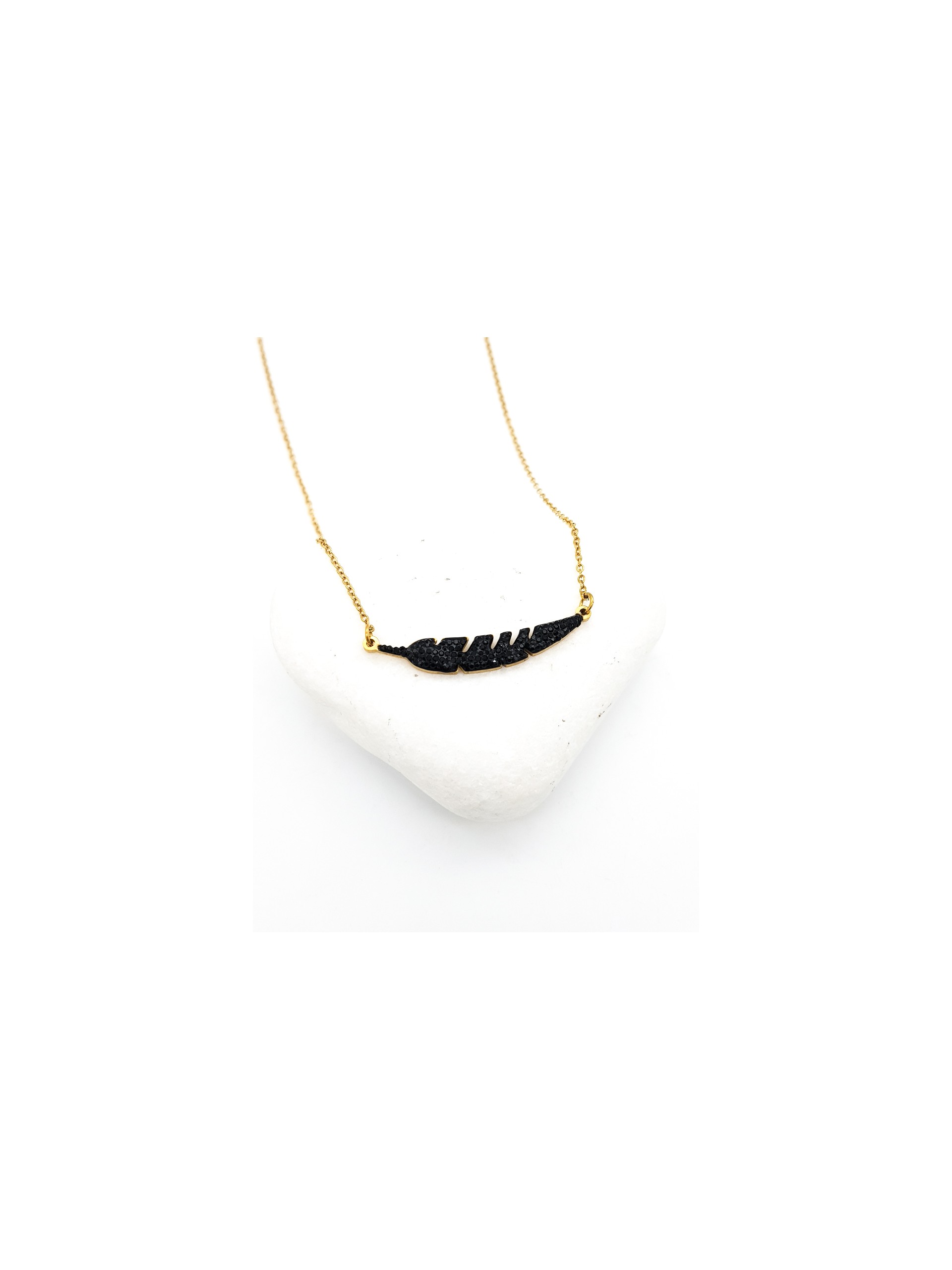 Κολιέ Black Feather χρυσό