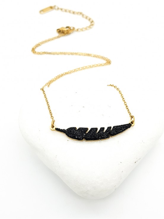 Κολιέ Black Feather χρυσό