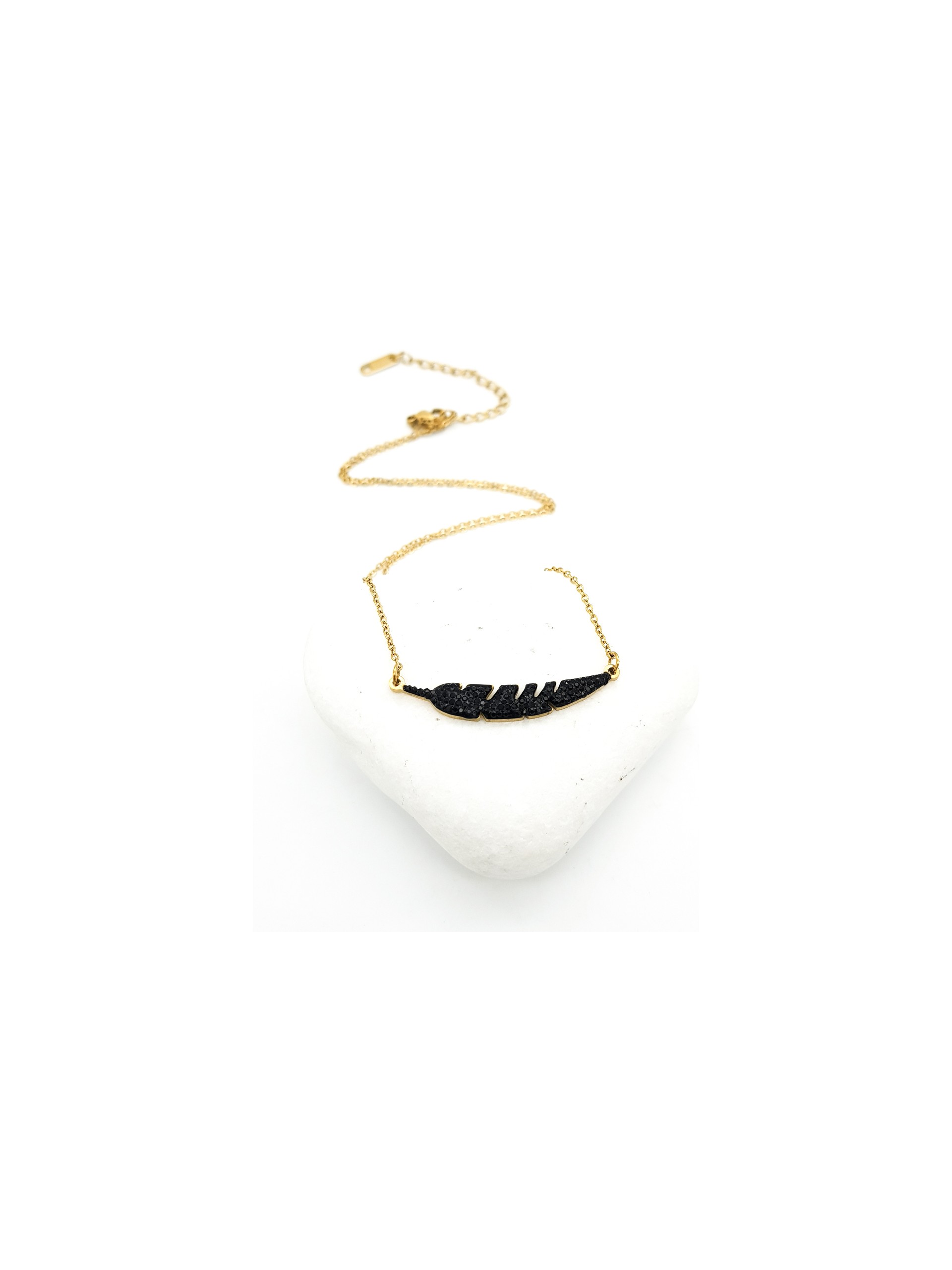 Κολιέ Black Feather χρυσό
