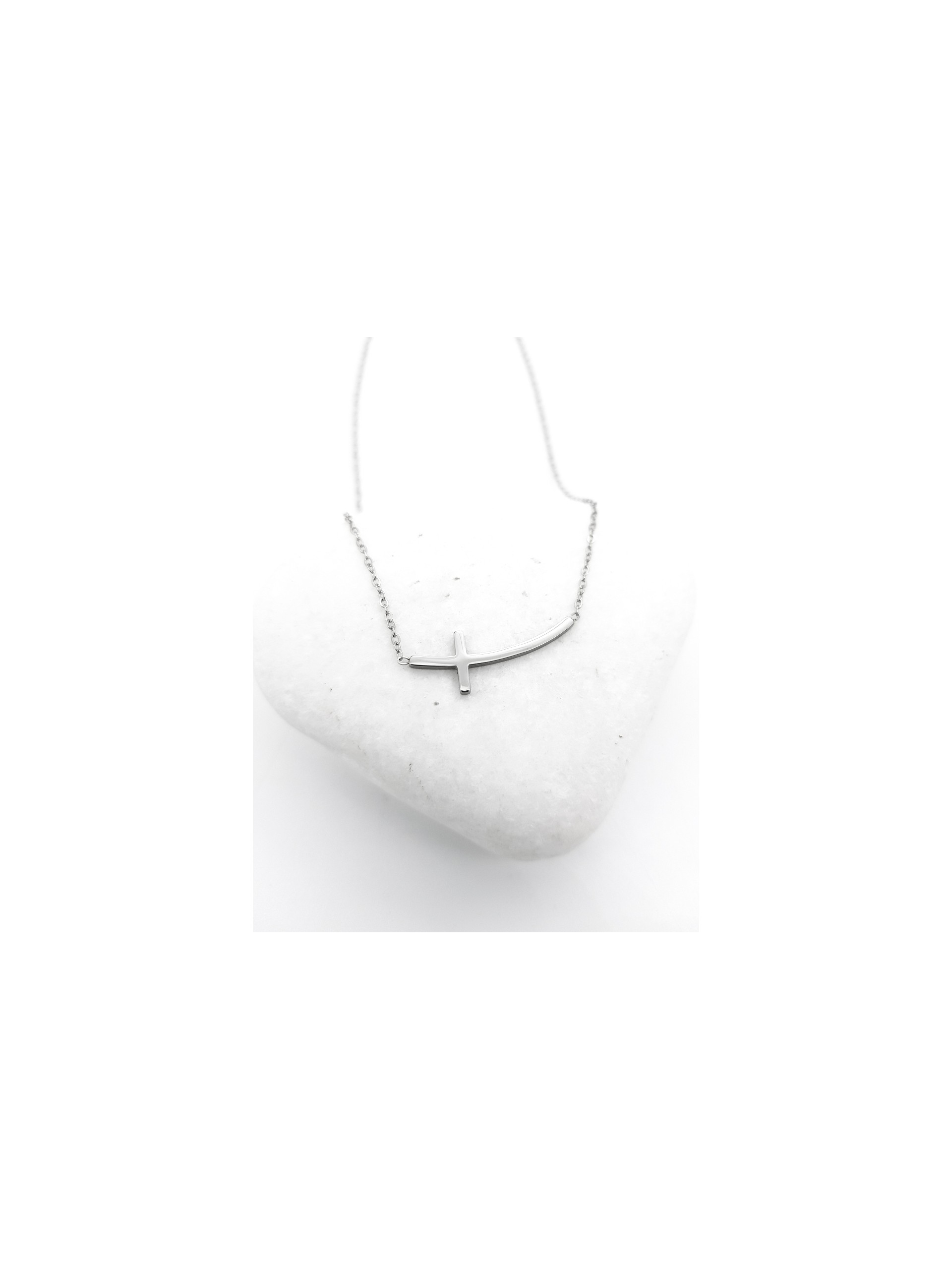 Κολιέ σταυρός Calm ασημί