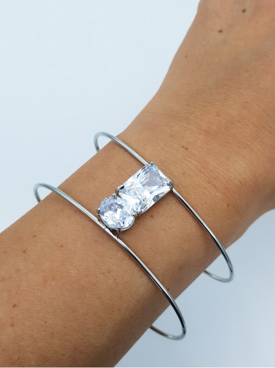 Χειροπέδα Crystals ασημί