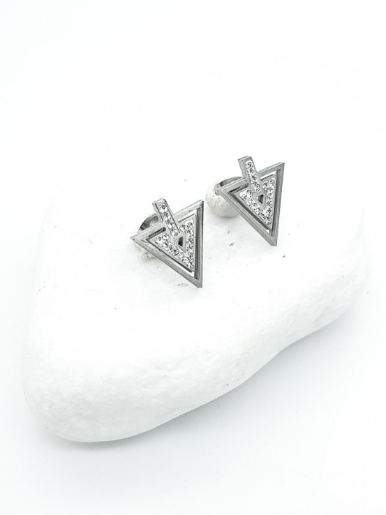 Σκουλαρίκια Triangles ασημί