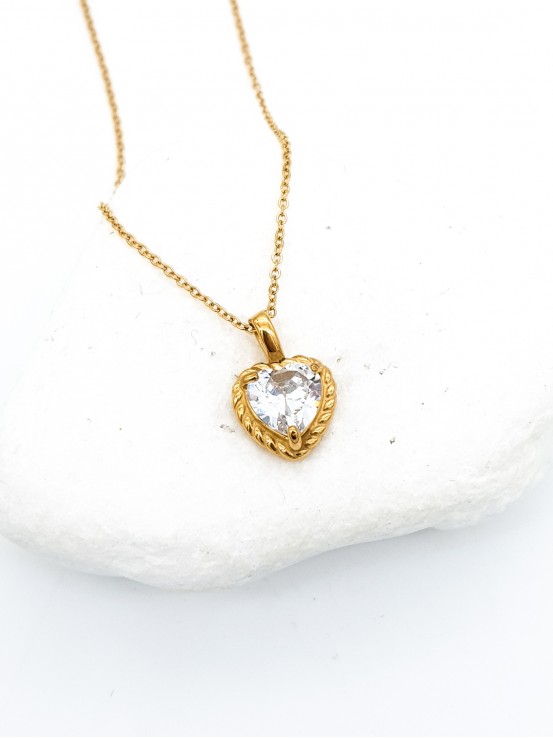 Κολιέ Crystal Heart χρυσό