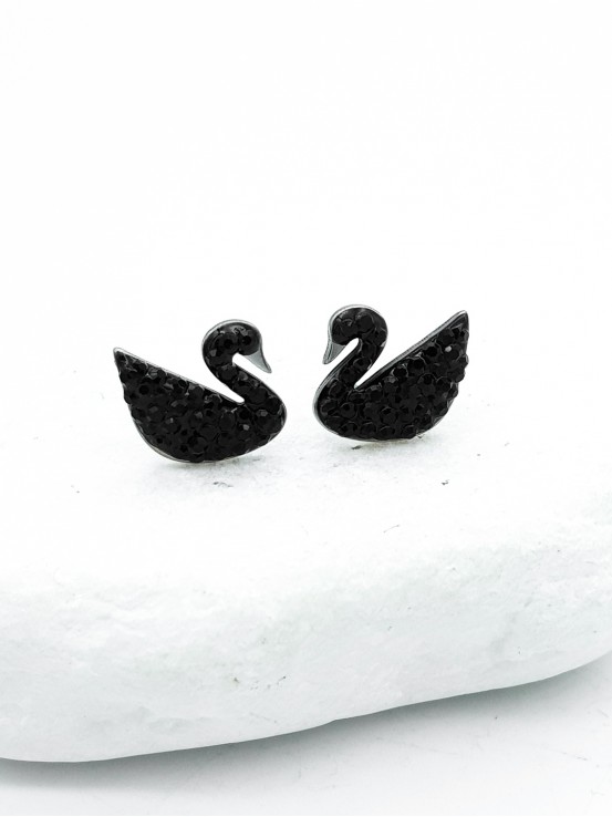 Σκουλαρίκια Black Swan ασημί