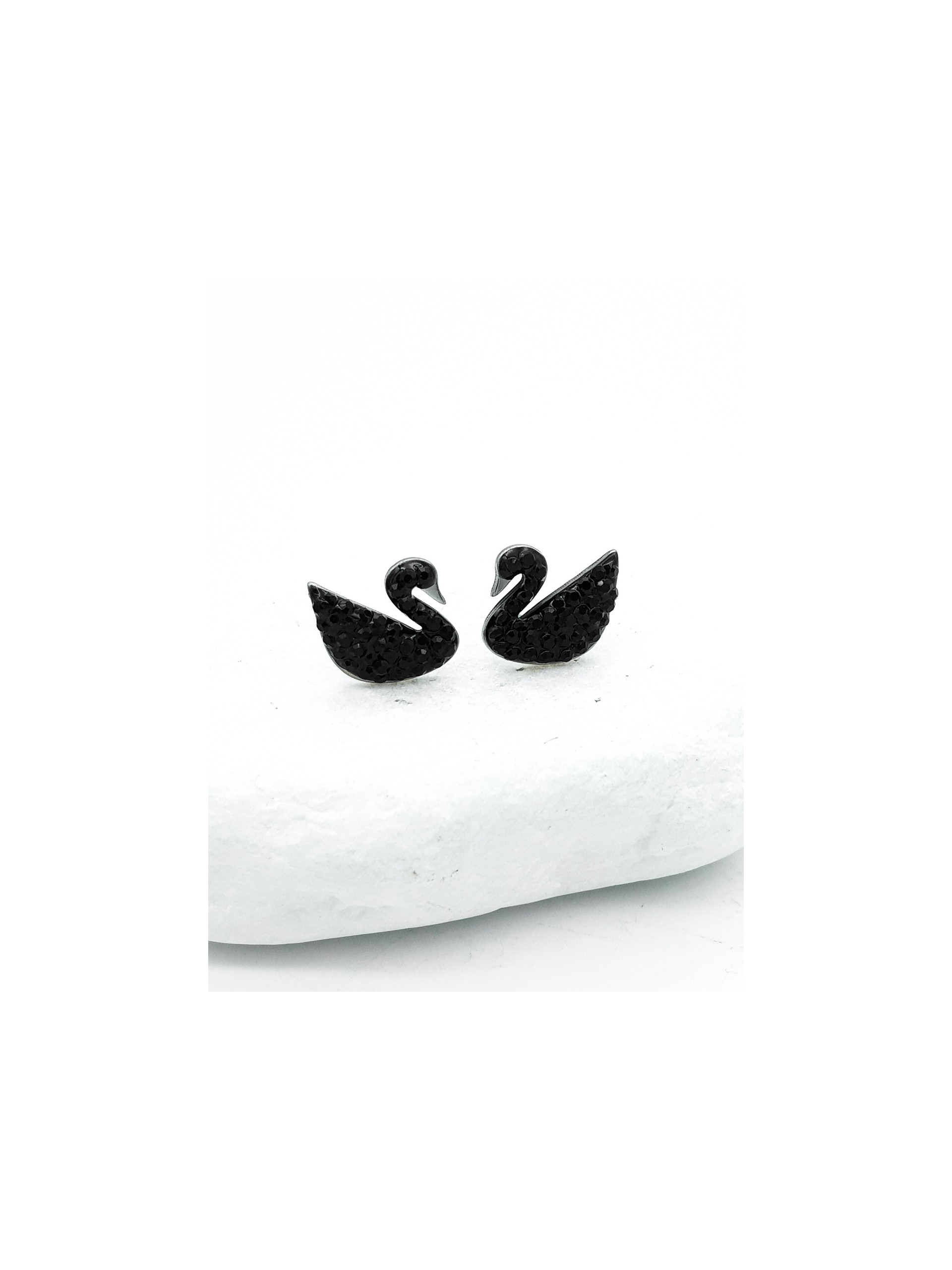 Σκουλαρίκια Black Swan ασημί