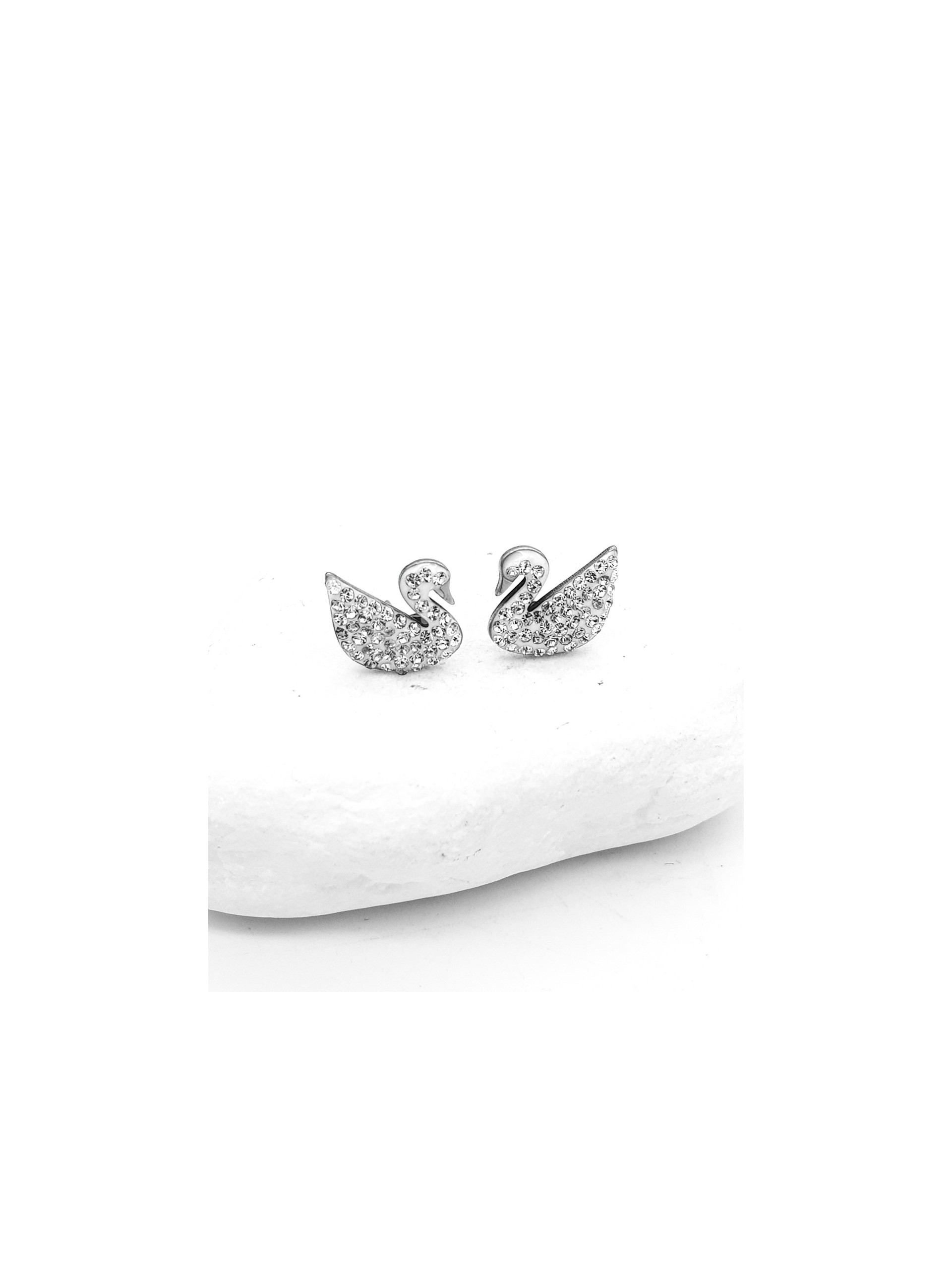 Σκουλαρίκια White Swan ασημί