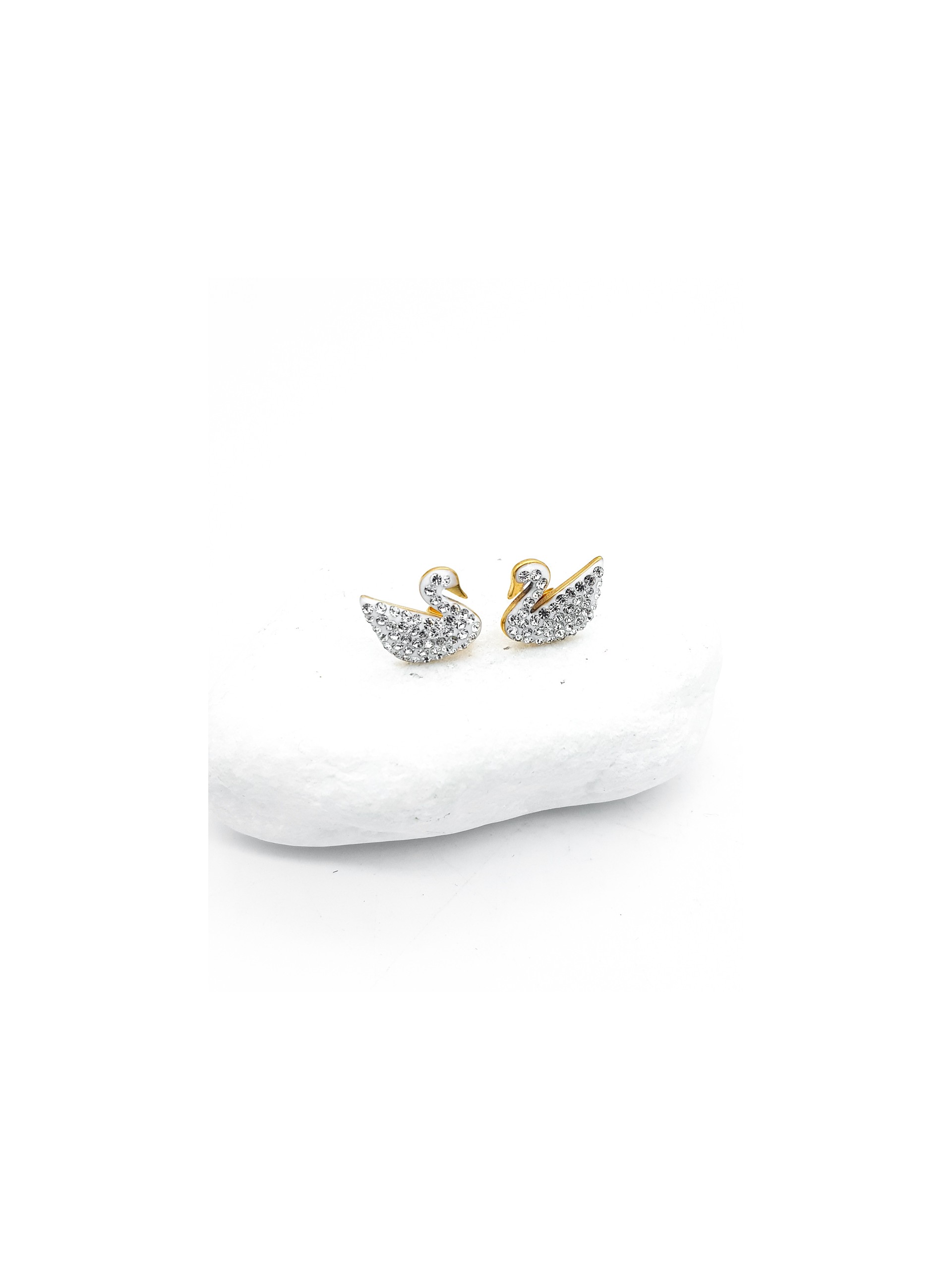 Σκουλαρίκια White Swan χρυσά