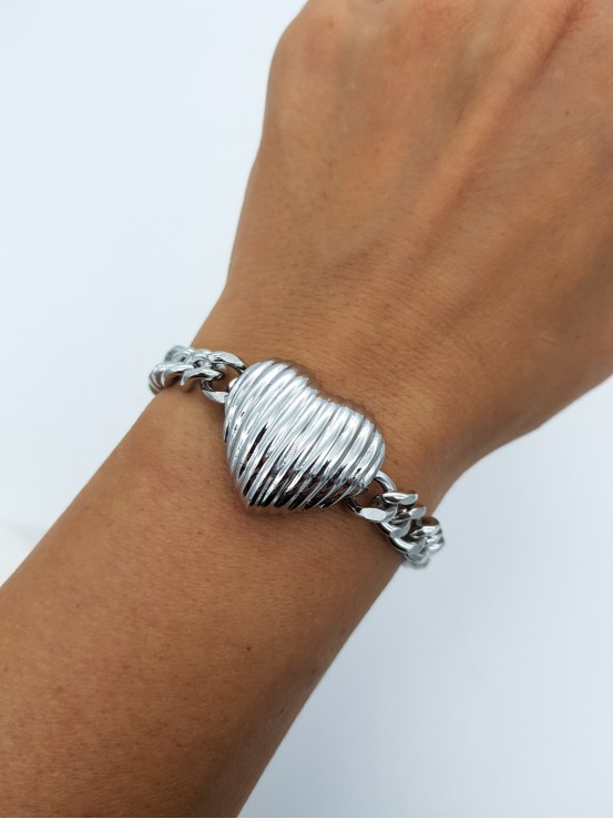Βραχιόλι Steel Heart ασημί