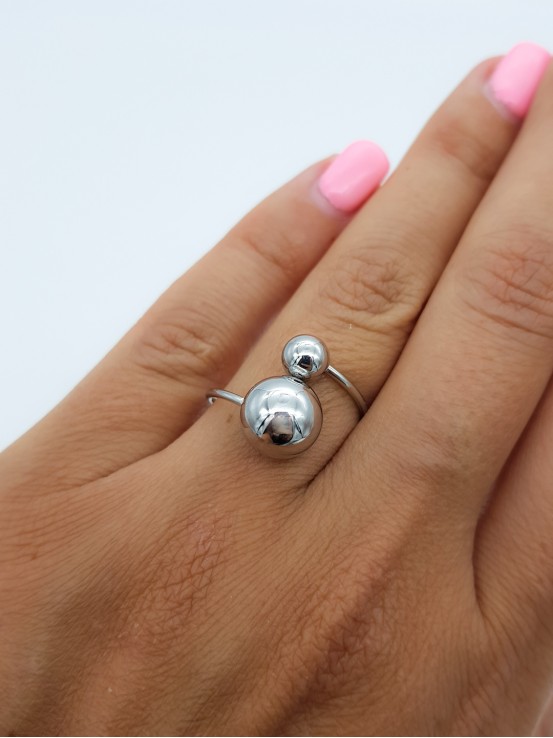 Δαχτυλίδι 2 Balls ασημί