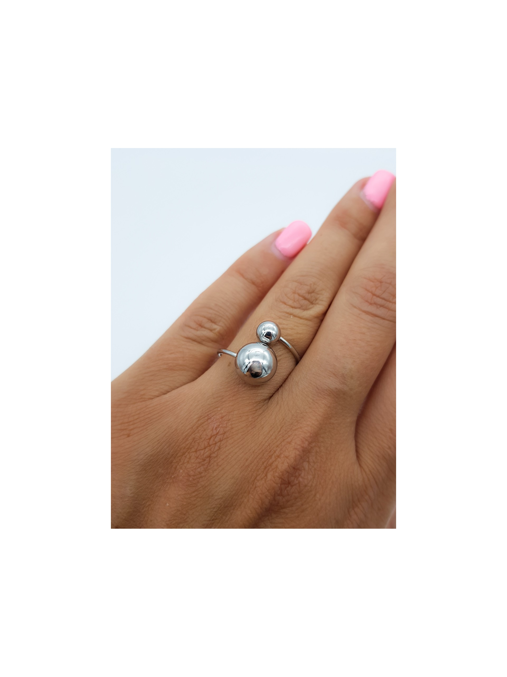 Δαχτυλίδι 2 Balls ασημί
