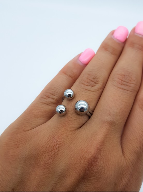 Δαχτυλίδι 3 Balls ασημί