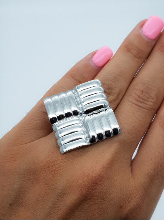 Δαχτυλίδι Rhombus ασημί