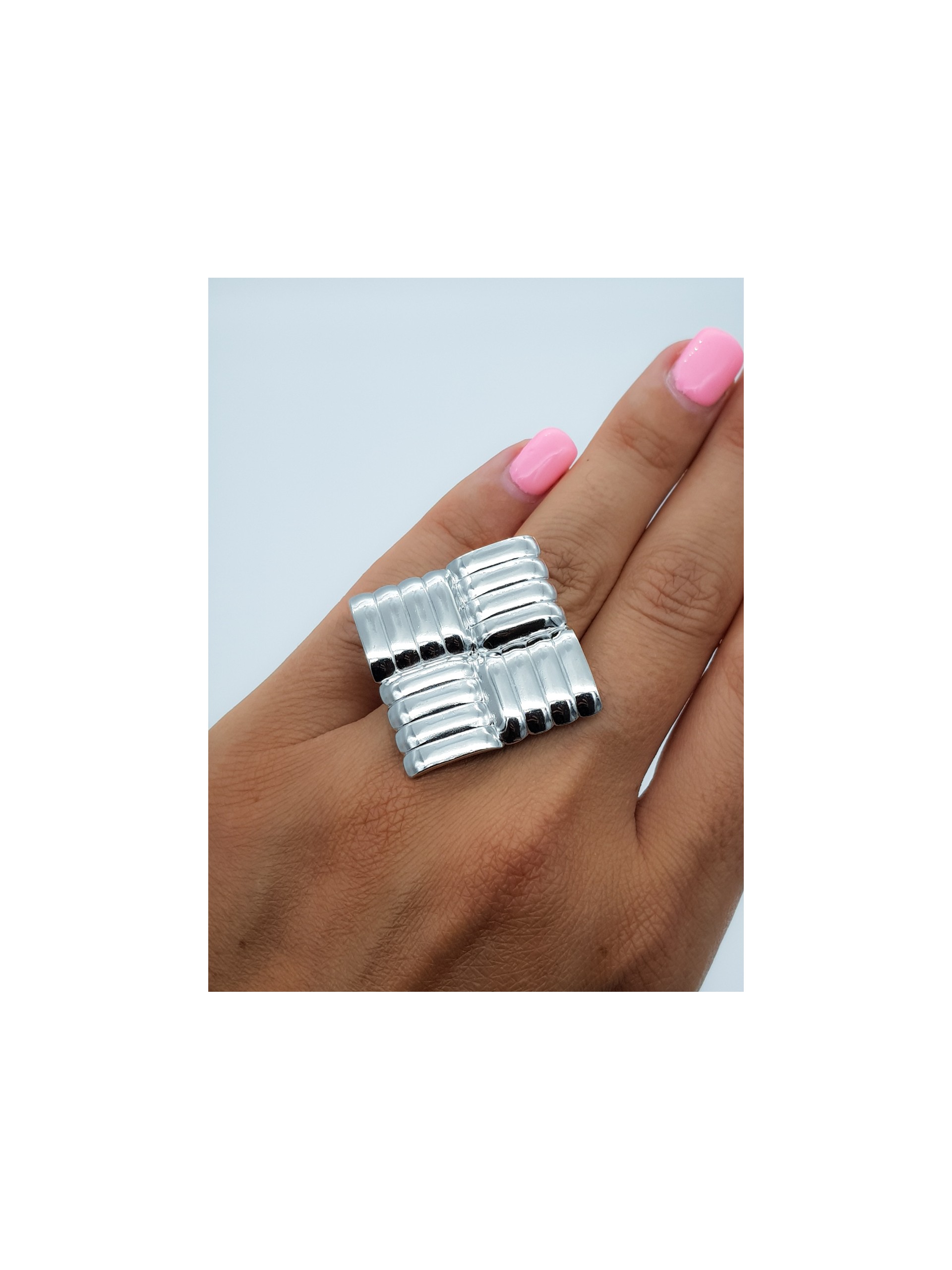 Δαχτυλίδι Rhombus ασημί