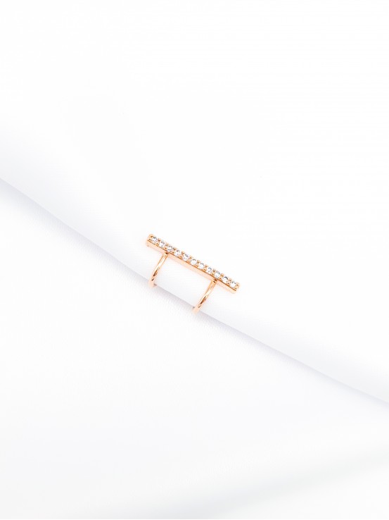 Σκουλαρίκι Ear Cuff diamond bar ροζ