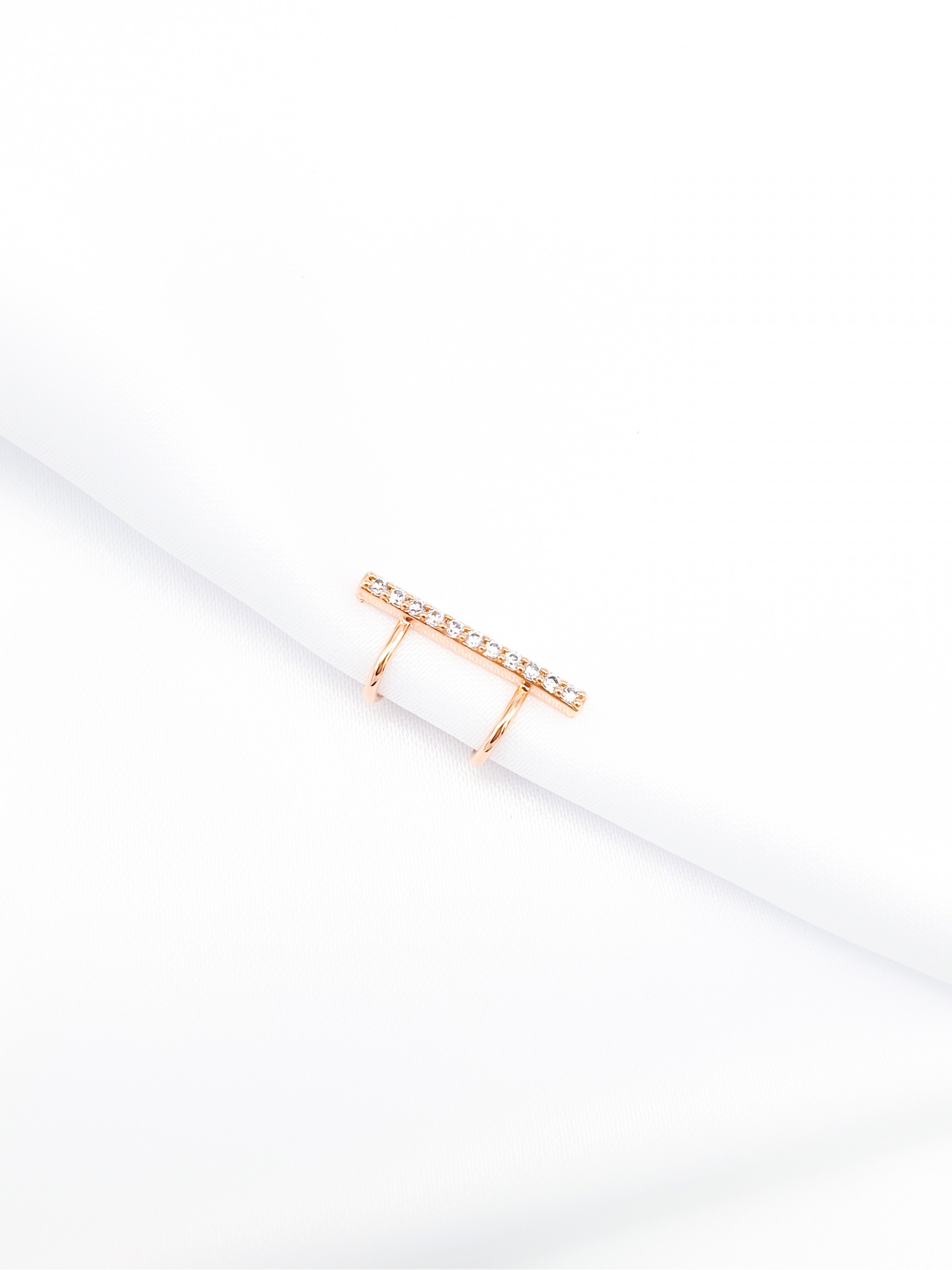 Σκουλαρίκι Ear Cuff diamond bar ροζ