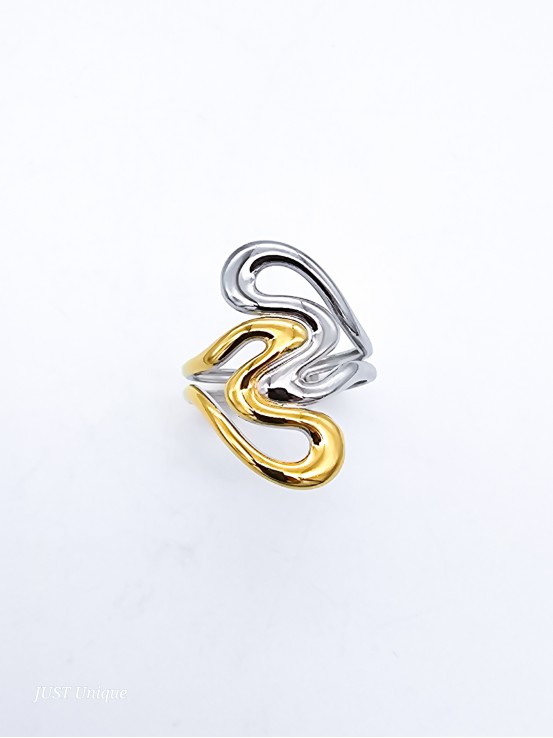 Δαχτυλίδι Double Love δίχρωμο