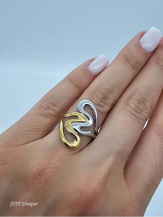 Δαχτυλίδι Double Love δίχρωμο