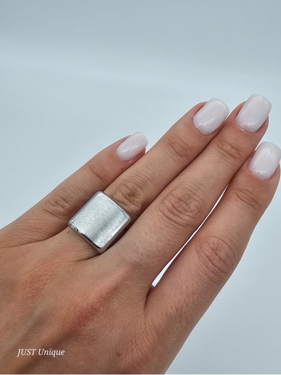 Δαχτυλίδι Matte Square ασημί