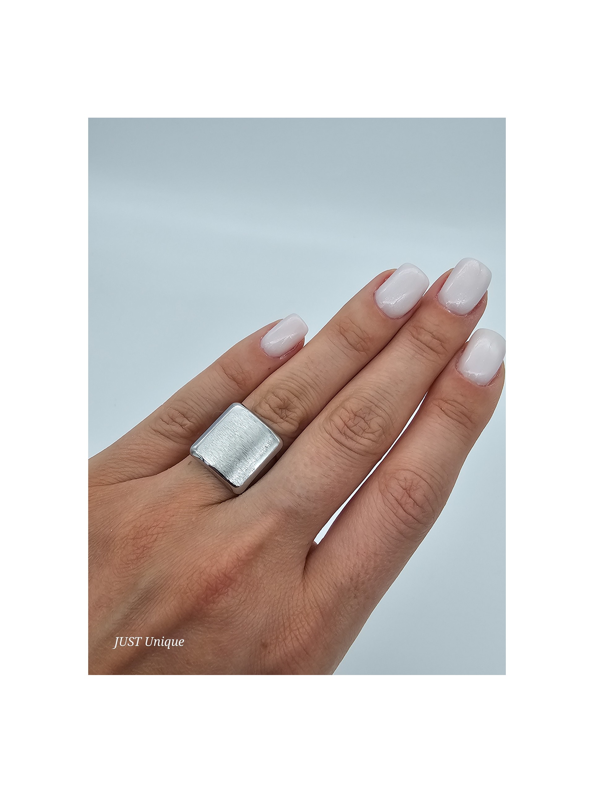Δαχτυλίδι Matte Square ασημί