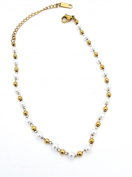 Αλυσίδα ποδιού Rosary Pearl χρυσή
