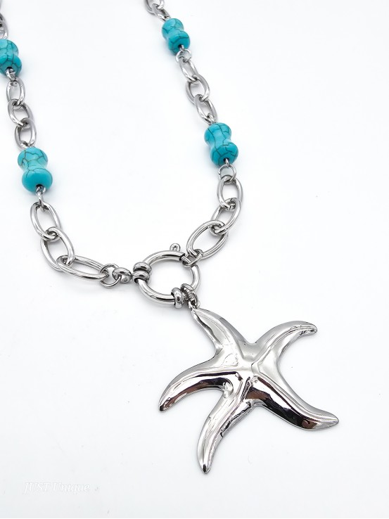 Κολιέ Asterias ασημί