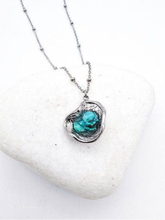 Κολιέ Turquoise ασημί