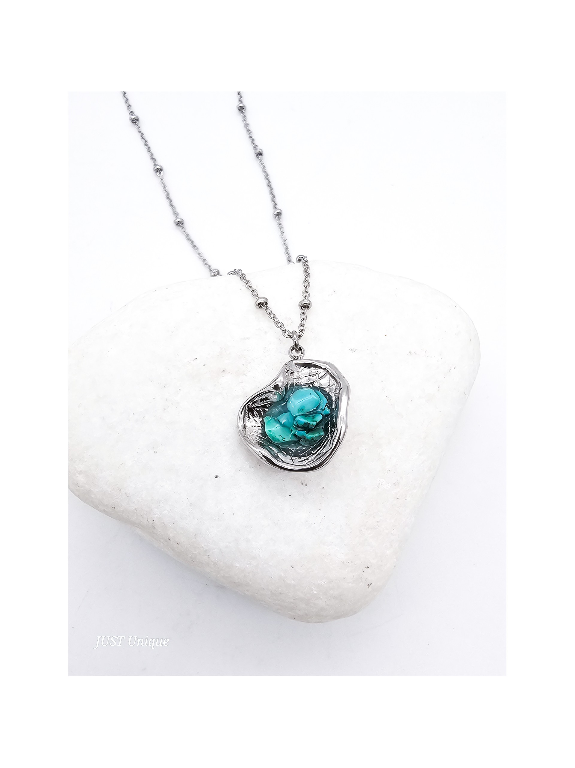 Κολιέ Turquoise ασημί